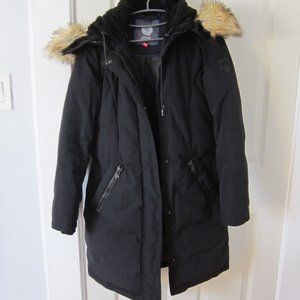 Vince Camuto Down Feather Fill Parka Faux Fur Trim Black XS